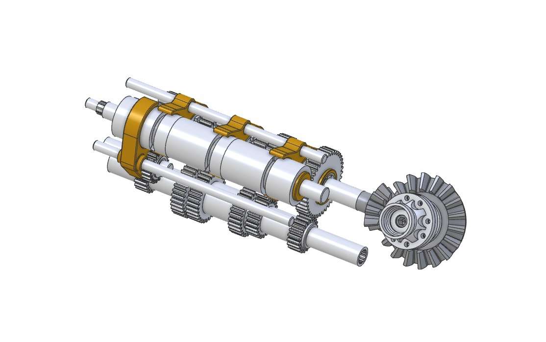 Gearbox internals with diff