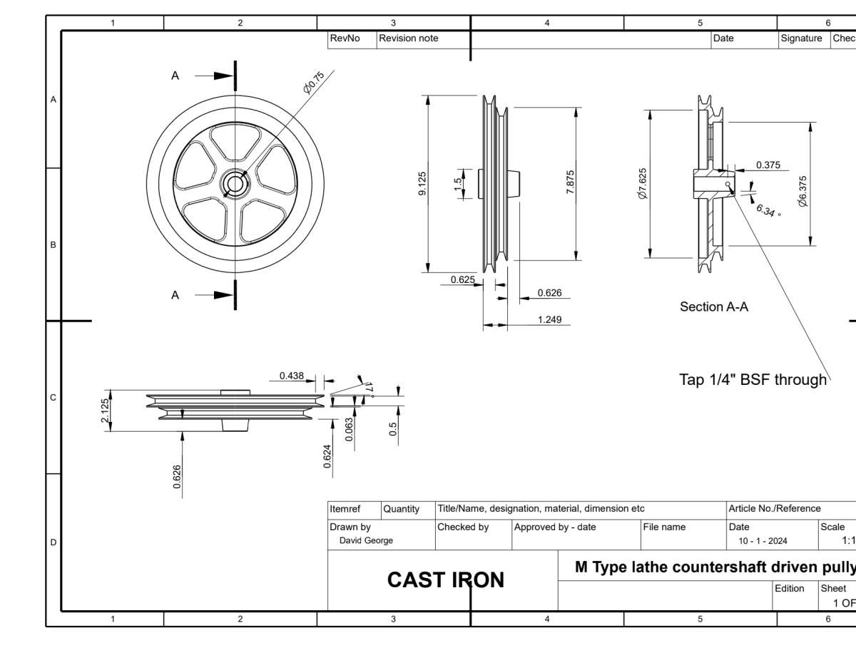 M Type lathe countershaft driven pully drawing_240110_102608