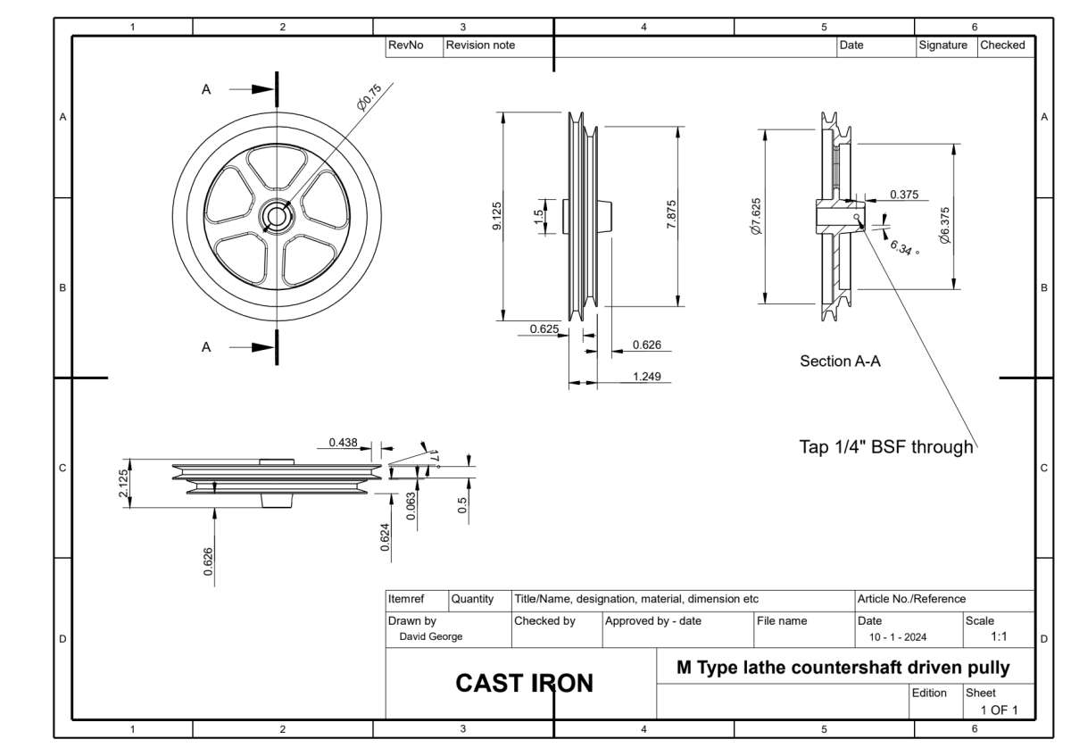 M Type lathe countershaft driven pully drawing_240110_155748