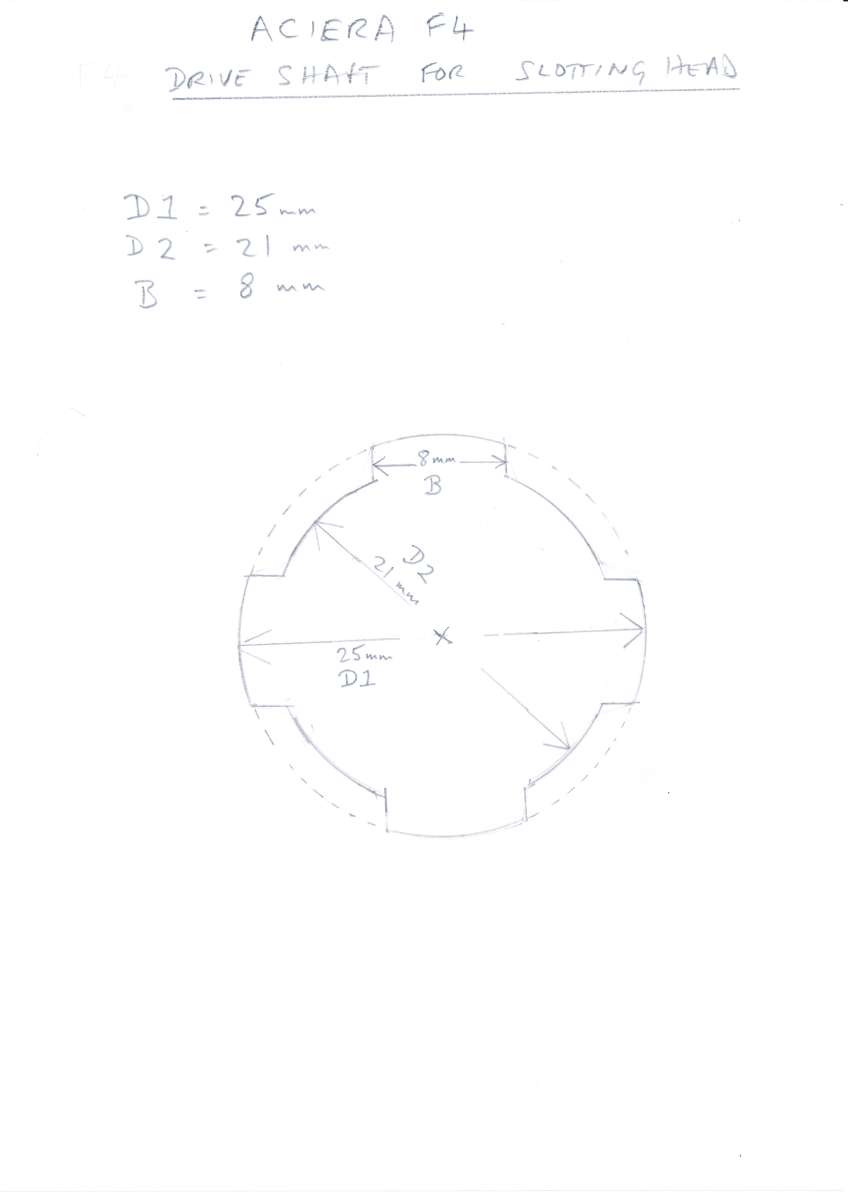 Aciera F4 drive shaft for slotting head