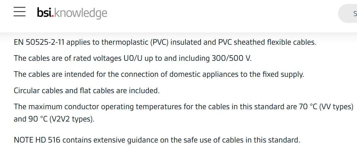 en50525-2-11 pvc operating temp